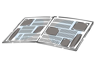何枚か重なった新聞紙を広げて置いているイラスト