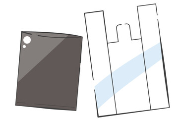 ごみ処理などに使用する白いレジ袋と黒いビニール袋のイラスト