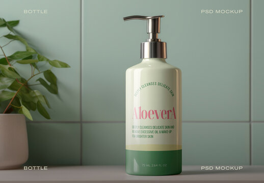 Aloe Bottle Mockup Design Psd