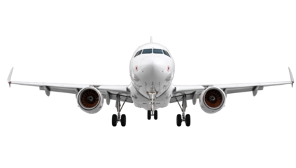 Front view of a white passenger jet
