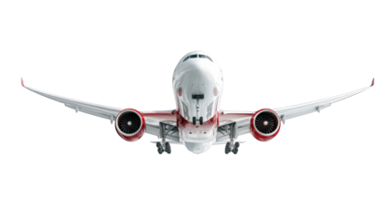 Airplane in flight, rear view