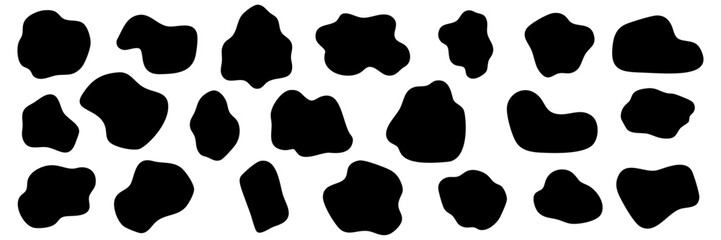set black of hand drawn irregular shapes. vector illustration