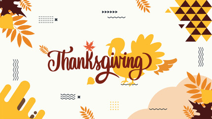 Thanksgiving Autumn Banner, Turkey Silhouette with Fall Leaves, Harvest Celebration Background, Seasonal Holiday Greeting Vector