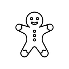 Gingerbread Man Outline A Festive and Simple Christmas Cookie Illustration.