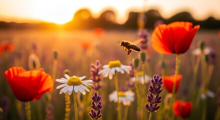 Bee in Golden Hour Light

