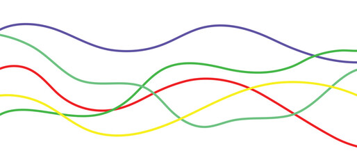 Abstract color curved lines on a white background. wire cable of usb and adapter. squiggle curly lines. abstract colorful wave background