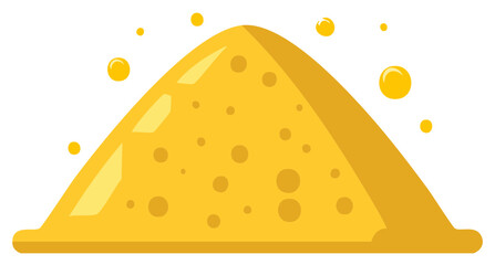 Abstract golden yellow pile with round texture and floating bubbles illustration