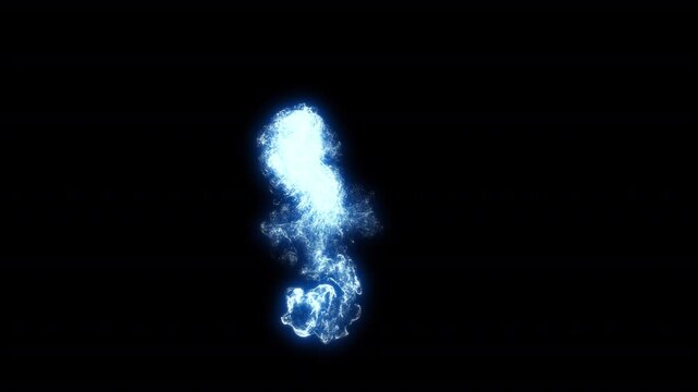 Blue energy particle smoke shockwave dissipates upwards. Magical-style digital shockwave with explosion effects on transparent background. Glowing shockwave particles. Alpha channel. Overlay templete.