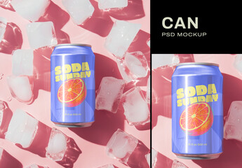 Vibrant Soda Can Mockup Design Psd