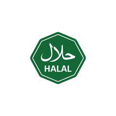 Green halal certification symbol with arabic and english text