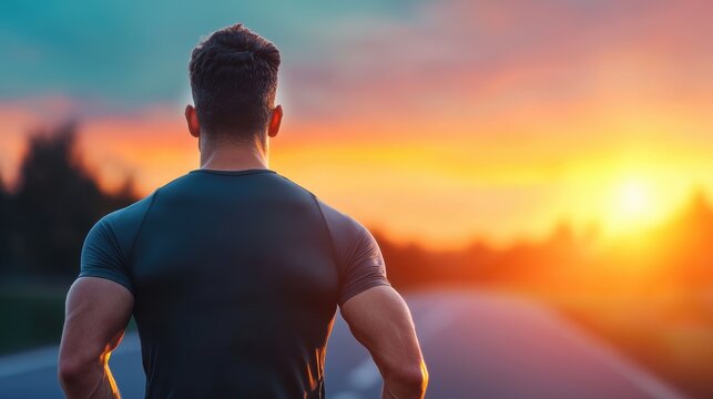 Athlete Marathon runner preparing for a race, stretching and focusing on mental preparation.