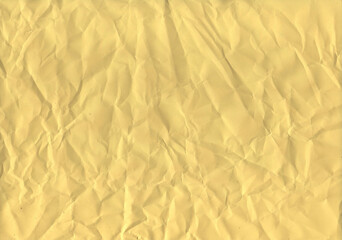 Crumpled yellow paper texture background