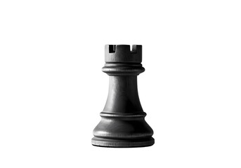 Strategic wooden rook chess piece on display