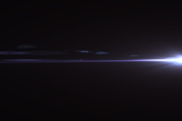 Blue Lens Flare Streak Overlay Effect​, Blue Light Streak Lens Flare on Black​, Minimal Blue Flare Horizontal Line