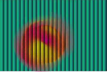 Abstract vibrant swirling vortex of red and yellow colors against a textured vertical teal green...