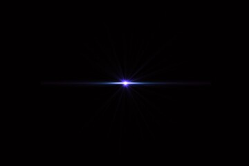 Blue Light Streak Lens Flare Effect​, Horizontal Blue Flare Overlay Vector​, Minimal Blue Lens Flare Line