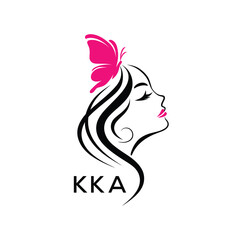 KKA Elegant Beauty Woman Logo. KKA with Butterfly Feminine Salon & Spa Branding. KKA Luxury Beauty Icon Design.
