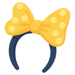 Headband with yellow bow accessories flat color vector illustration template design