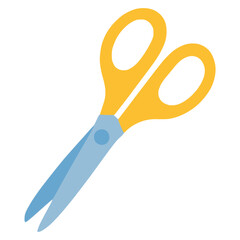 yellow scissor cut tool flat color vector illustration template design