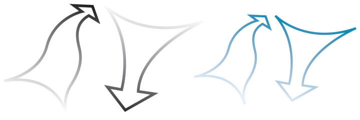 Wind direction site analysis symbols for site planning. Arrow symbols illustrating wind direction and airflow patterns, commonly used in site analysis, planning. Vector illustration.