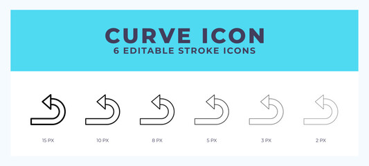 Curve icon with different stroke. Vector illustration.