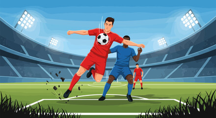 Soccer players in action during a competitive match on the field 1.