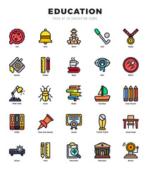 Education icons set for website and mobile site and apps.