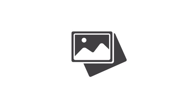 4K animation of Photo Stack Icon With Landscape Frames.