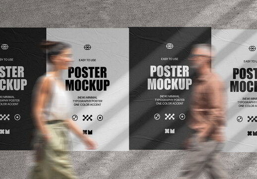 Concrete Wall Posters Mockup