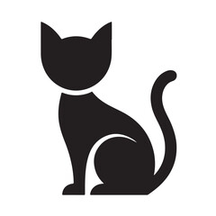 cat silhouette, black vector icon style, simple shape, clean