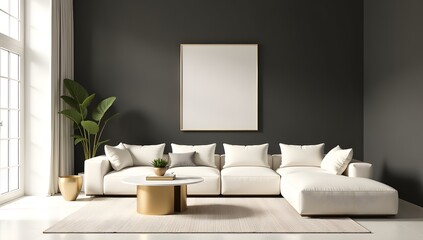 Modern living room with white color furniture scheme