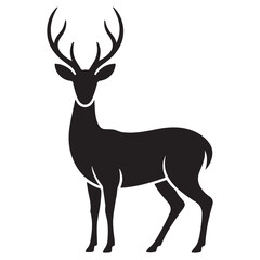 Deer vsilhouette, black vector icon style, simple shape, clean