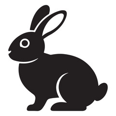 Rabbit silhouette, black vector icon style, simple shape, clean