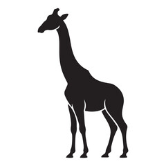 Giraffe silhouette, black vector icon style, simple shape, clean