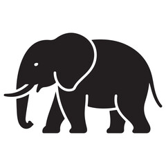 Elephant silhouette, black vector icon style, simple shape, clean