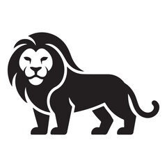 Lion silhouette, black vector icon style, simple shape, clean