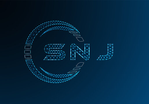 SNJ low poly letter logo vector design. SNJ lower poly logo design. Low poly logo.