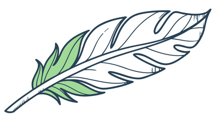 Obraz premium A green and white leaf icon in minimalist outline style