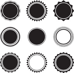 Vintage circular badge and seal stamp icon set