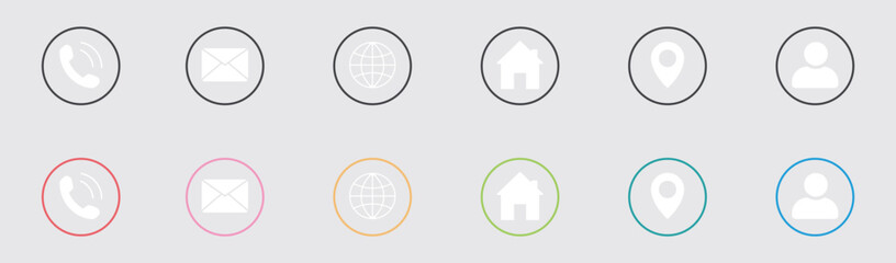 White and Colored Business and Communication Icons – Minimal Vector Set for Web and Mobile
