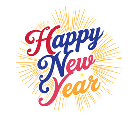 Obraz premium Happy new year 2026 festive typography vector for celebrations. New year fireworks text calligraphy illustration.