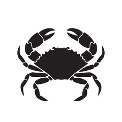 Simple Black Silhouette of a Crab with Raised Claws