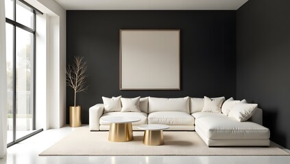 Modern living room with white color furniture scheme