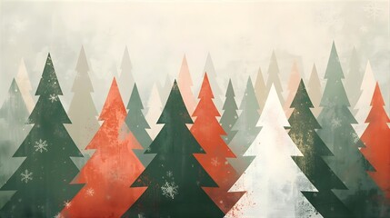 抽象的なツリーと雪