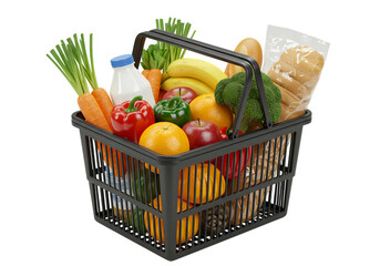 Fresh groceries in a basket, healthy eating concept