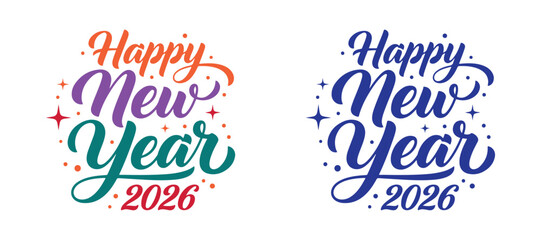 Happy New Year typography vector illustration with modern festive lettering design on white background.