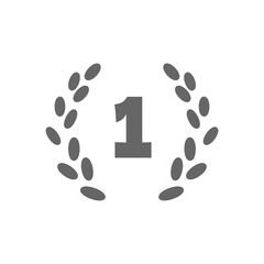 First place award icon with laurel wreath for ranking and achievement design／ランキングや表彰を表す1位メダルアイコン