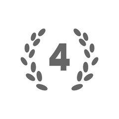 Fourth place award icon with laurel wreath for ranking and competition／順位や成果を表す4位メダルアイコン