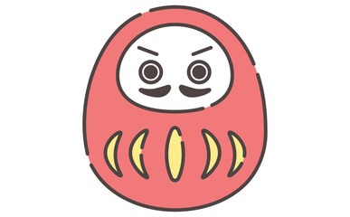 Lucky Daruma 赤いだるまの縁起の良いかわいいイラスト