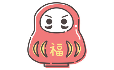 Lucky Daruma 赤いだるまの縁起の良いかわいいイラスト